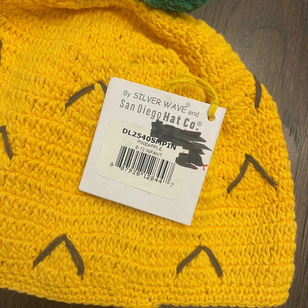 San Diego Hat Co Pineapple Beanie Infant 6-12M Yellow Fruitcore Crochet Cotton
